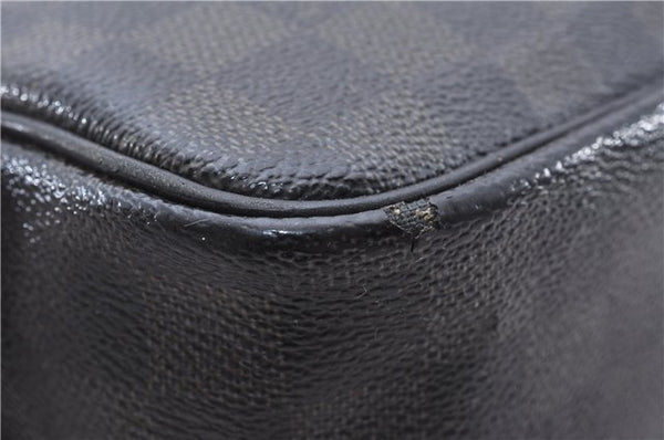 Authentic Louis Vuitton Damier Graphite Toiletry Pouch N47625 LV 2726E