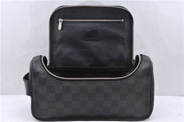 Authentic Louis Vuitton Damier Graphite Toiletry Pouch N47625 LV 2726E