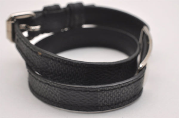 Authentic Louis Vuitton Damier Graphite Bracelet Signit Black M6616E LV 2726I