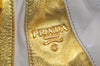 Authentic PRADA Pumpkin Leather Nappa 2Way Shoulder Hand Bag BN1678 Gold 2729I