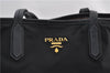 Authentic PRADA Vintage Nylon Tessuto Leather Shoulder Tote Bag Black 2730F