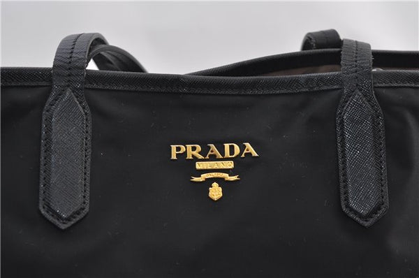 Authentic PRADA Vintage Nylon Tessuto Leather Shoulder Tote Bag Black 2730F