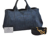 Authentic PRADA DENIM Vintage Canapa M 2Way Shoulder Hand Bag B2642B Blue 2730I