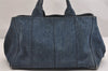 Authentic PRADA DENIM Vintage Canapa M 2Way Shoulder Hand Bag B2642B Blue 2730I