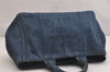 Authentic PRADA DENIM Vintage Canapa M 2Way Shoulder Hand Bag B2642B Blue 2730I