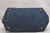 Authentic PRADA DENIM Vintage Canapa M 2Way Shoulder Hand Bag B2642B Blue 2730I