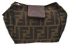 Authentic FENDI Zucca Vintage Pouch Purse Nylon Leather Brown Black 2732I