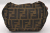 Authentic FENDI Zucca Vintage Pouch Purse Nylon Leather Brown Black 2732I