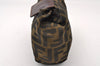 Authentic FENDI Zucca Vintage Pouch Purse Nylon Leather Brown Black 2732I