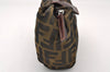 Authentic FENDI Zucca Vintage Pouch Purse Nylon Leather Brown Black 2732I