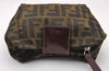 Authentic FENDI Zucca Vintage Pouch Purse Nylon Leather Brown Black 2732I