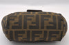 Authentic FENDI Zucca Vintage Pouch Purse Nylon Leather Brown Black 2732I