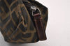 Authentic FENDI Zucca Vintage Pouch Purse Nylon Leather Brown Black 2732I