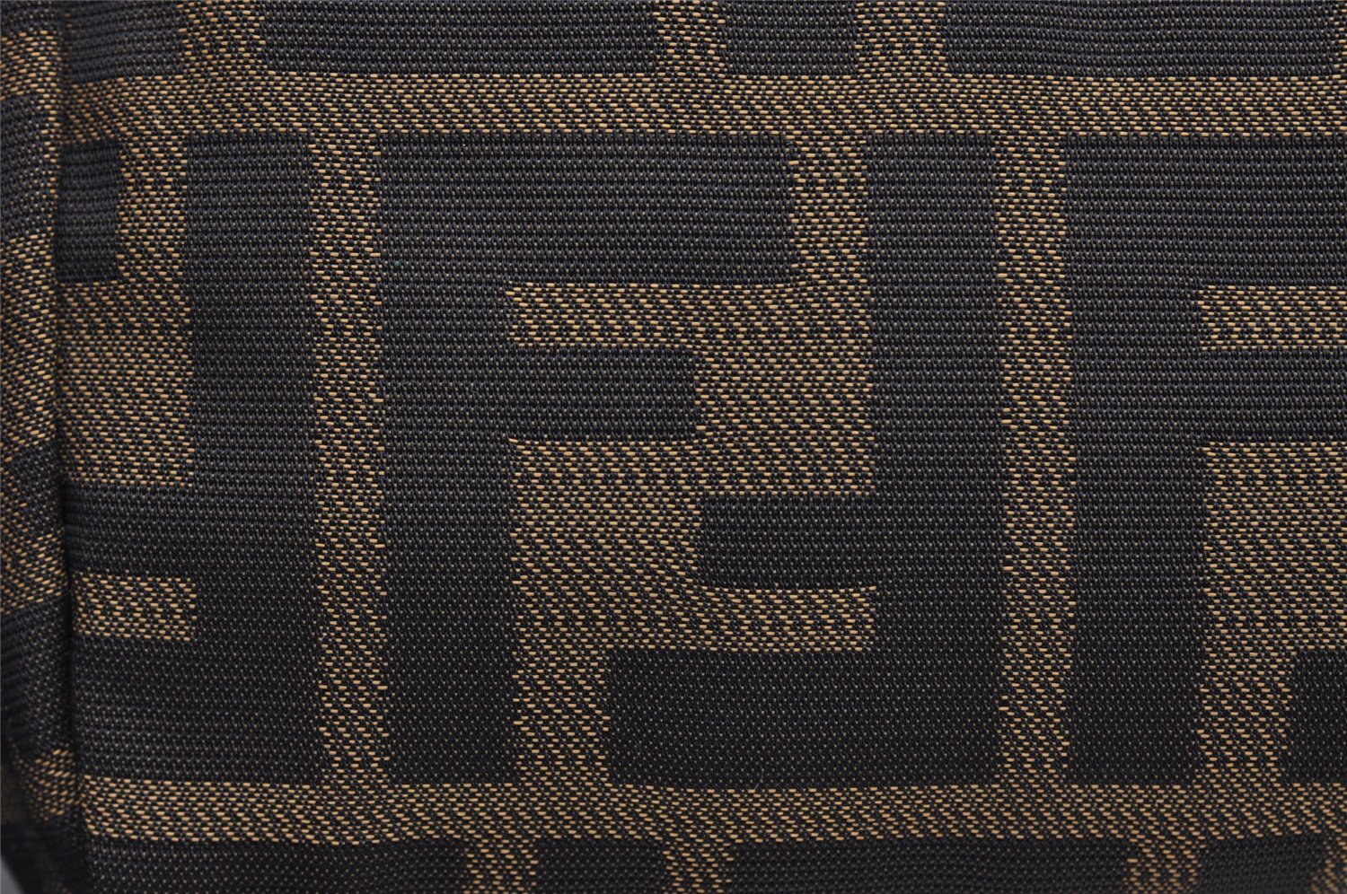 Authentic FENDI Zucca Vintage Pouch Purse Nylon Leather Brown Black 2732I