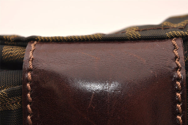 Authentic FENDI Zucca Vintage Pouch Purse Nylon Leather Brown Black 2732I