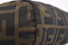 Authentic FENDI Zucca Vintage Pouch Purse Nylon Leather Brown Black 2732I
