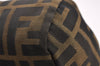 Authentic FENDI Zucca Vintage Pouch Purse Nylon Leather Brown Black 2732I