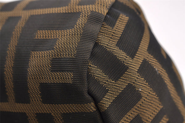 Authentic FENDI Zucca Vintage Pouch Purse Nylon Leather Brown Black 2732I