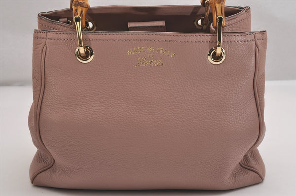 Authentic GUCCI Bamboo Shopper Small 2Way Hand Bag Leather 336032 Pink 2733I