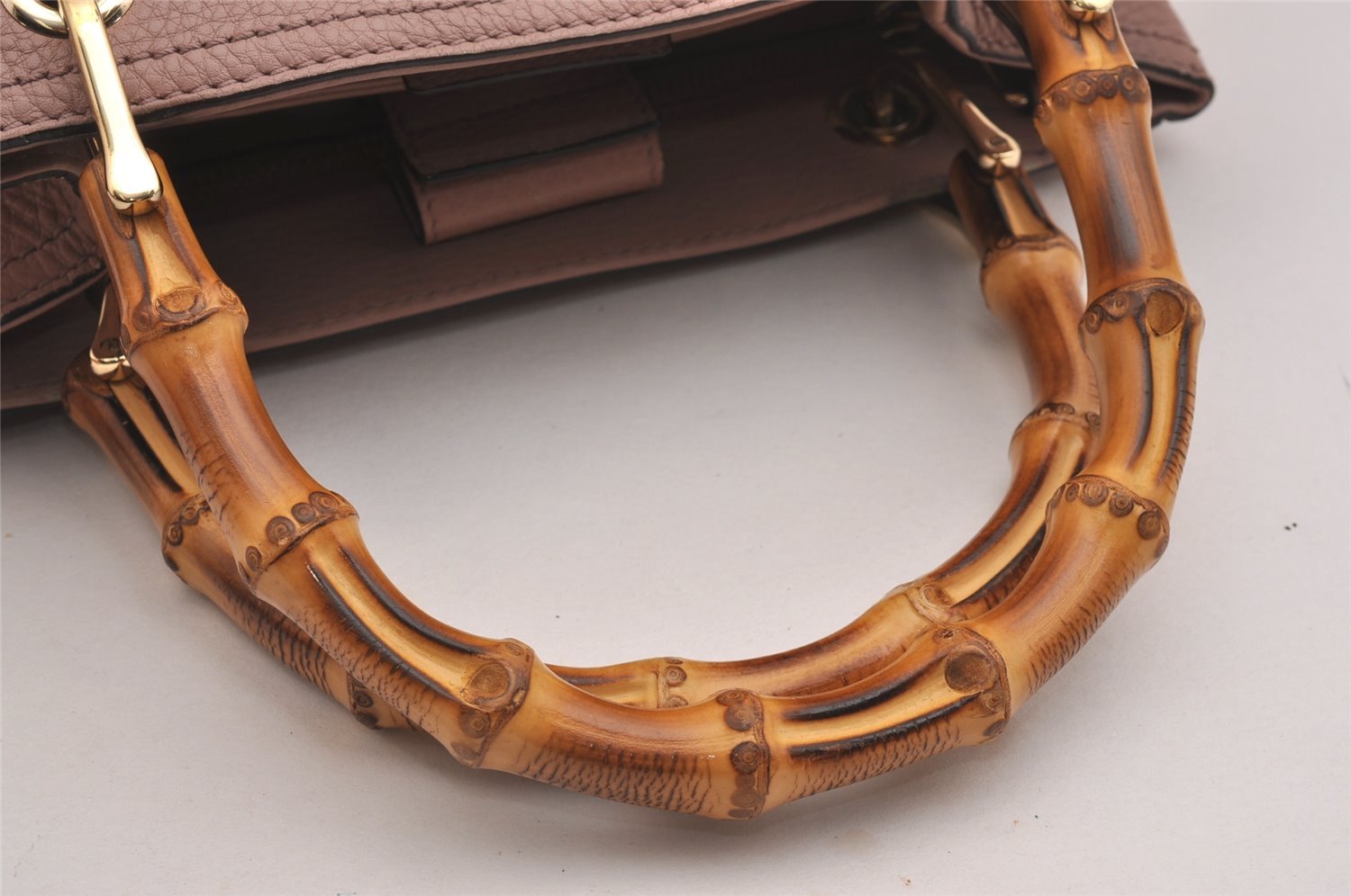 Authentic GUCCI Bamboo Shopper Small 2Way Hand Bag Leather 336032 Pink 2733I
