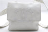 Authentic CHANEL Calf Skin CoCo Mark Shoulder Cross Body Bag Purse White 2735E