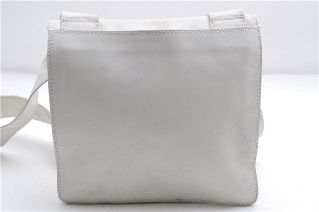 Authentic CHANEL Calf Skin CoCo Mark Shoulder Cross Body Bag Purse White 2735E