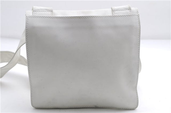 Authentic CHANEL Calf Skin CoCo Mark Shoulder Cross Body Bag Purse White 2735E