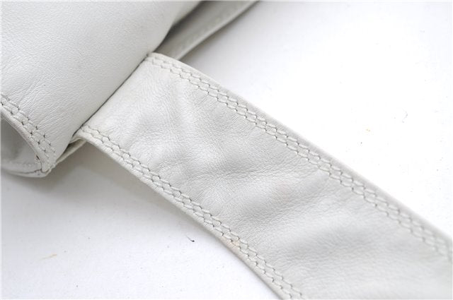 Authentic CHANEL Calf Skin CoCo Mark Shoulder Cross Body Bag Purse White 2735E