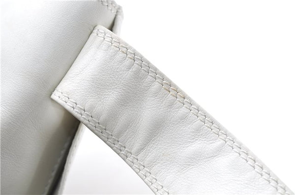 Authentic CHANEL Calf Skin CoCo Mark Shoulder Cross Body Bag Purse White 2735E