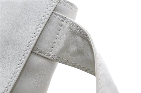 Authentic CHANEL Calf Skin CoCo Mark Shoulder Cross Body Bag Purse White 2735E