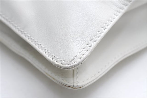Authentic CHANEL Calf Skin CoCo Mark Shoulder Cross Body Bag Purse White 2735E