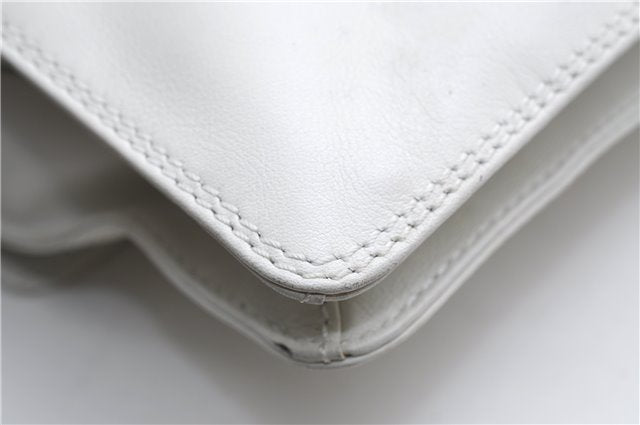 Authentic CHANEL Calf Skin CoCo Mark Shoulder Cross Body Bag Purse White 2735E