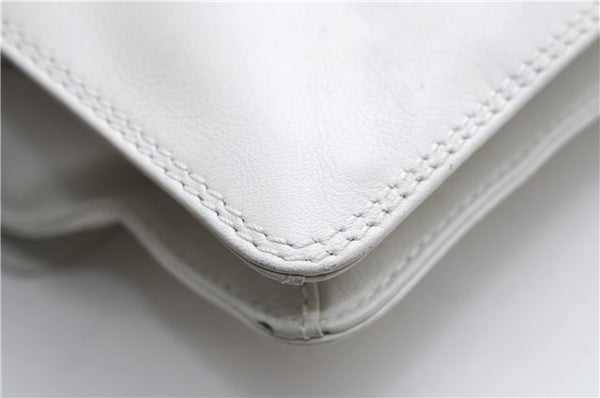 Authentic CHANEL Calf Skin CoCo Mark Shoulder Cross Body Bag Purse White 2735E