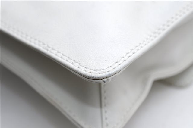 Authentic CHANEL Calf Skin CoCo Mark Shoulder Cross Body Bag Purse White 2735E