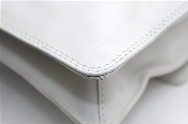 Authentic CHANEL Calf Skin CoCo Mark Shoulder Cross Body Bag Purse White 2735E