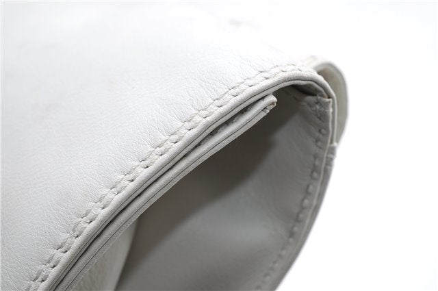 Authentic CHANEL Calf Skin CoCo Mark Shoulder Cross Body Bag Purse White 2735E
