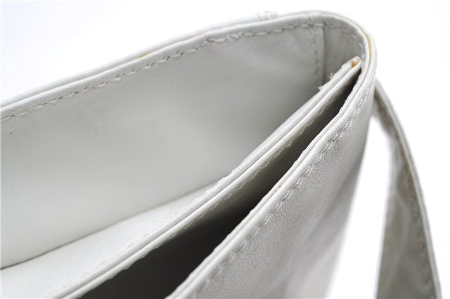 Authentic CHANEL Calf Skin CoCo Mark Shoulder Cross Body Bag Purse White 2735E