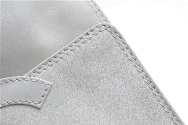 Authentic CHANEL Calf Skin CoCo Mark Shoulder Cross Body Bag Purse White 2735E