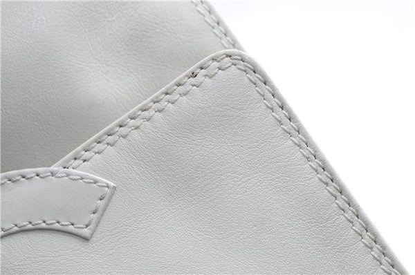 Authentic CHANEL Calf Skin CoCo Mark Shoulder Cross Body Bag Purse White 2735E