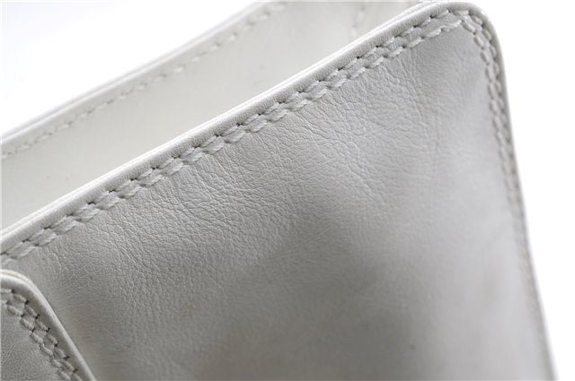 Authentic CHANEL Calf Skin CoCo Mark Shoulder Cross Body Bag Purse White 2735E