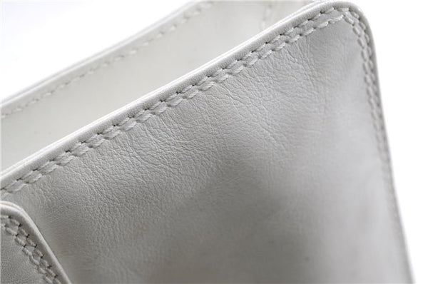 Authentic CHANEL Calf Skin CoCo Mark Shoulder Cross Body Bag Purse White 2735E