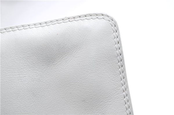 Authentic CHANEL Calf Skin CoCo Mark Shoulder Cross Body Bag Purse White 2735E