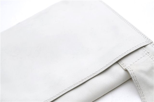 Authentic CHANEL Calf Skin CoCo Mark Shoulder Cross Body Bag Purse White 2735E
