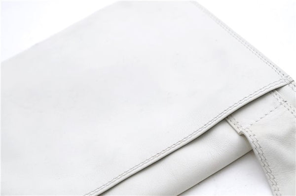 Authentic CHANEL Calf Skin CoCo Mark Shoulder Cross Body Bag Purse White 2735E