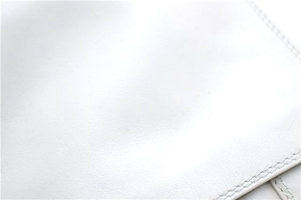 Authentic CHANEL Calf Skin CoCo Mark Shoulder Cross Body Bag Purse White 2735E