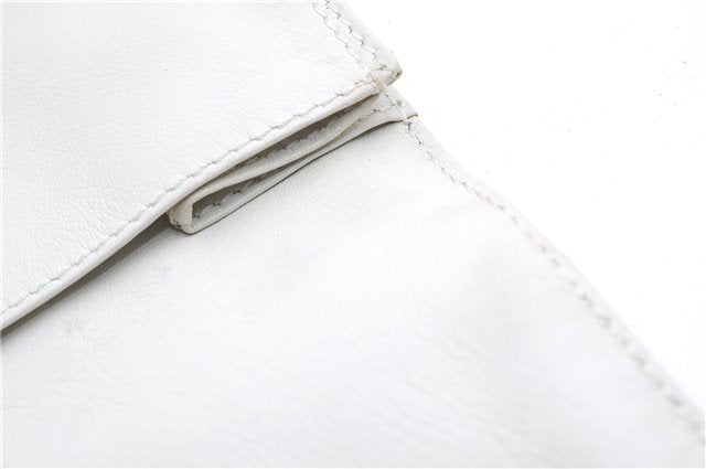 Authentic CHANEL Calf Skin CoCo Mark Shoulder Cross Body Bag Purse White 2735E