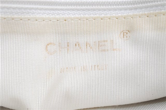 Authentic CHANEL Calf Skin CoCo Mark Shoulder Cross Body Bag Purse White 2735E
