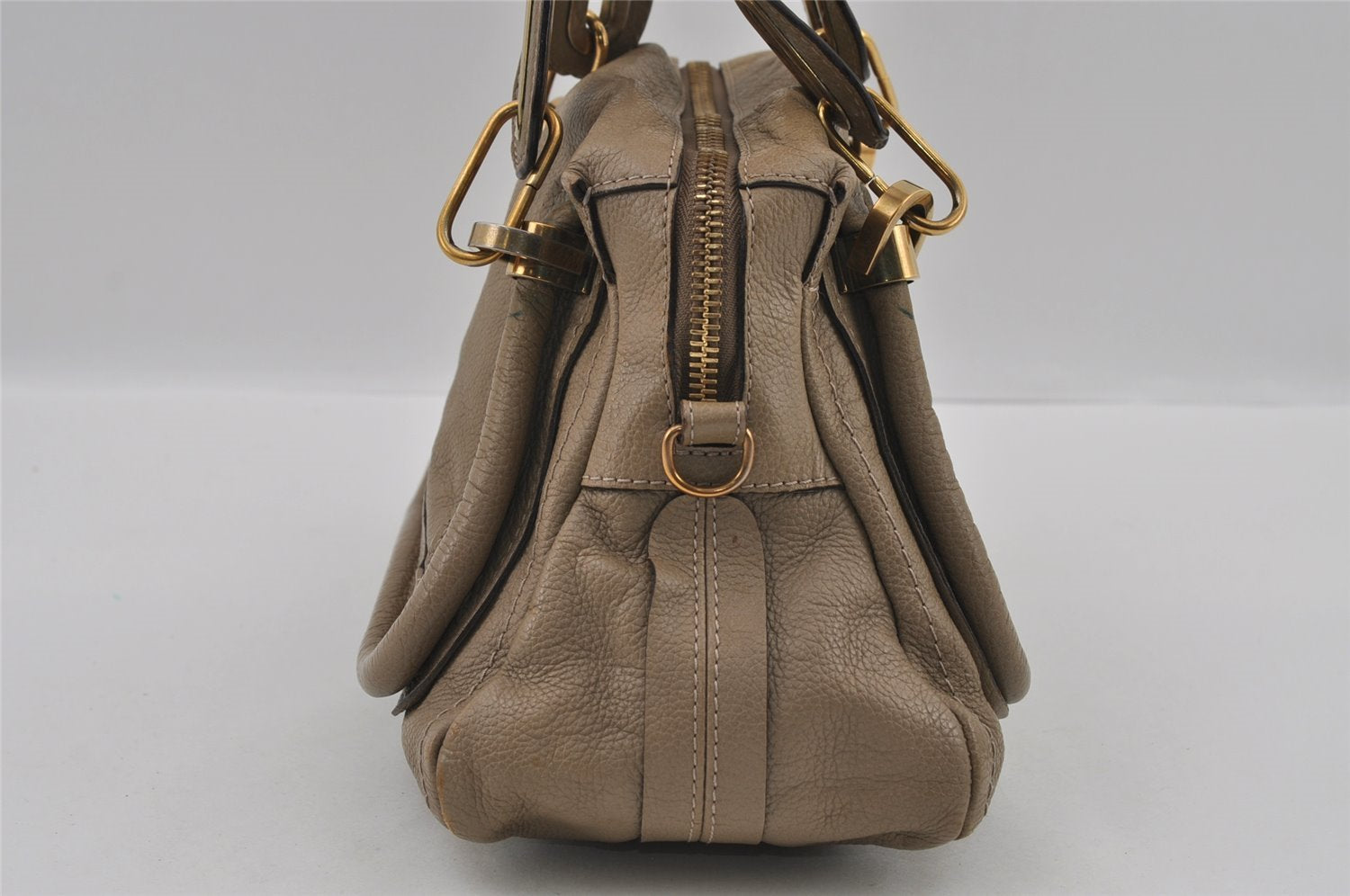 Authentic Chloe Paraty Small 2Way Shoulder Hand Bag Purse Leather Beige 2735I