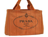 Authentic PRADA Vintage Canapa SS Canvas Hand Tote Bag Purse Orange 2736I