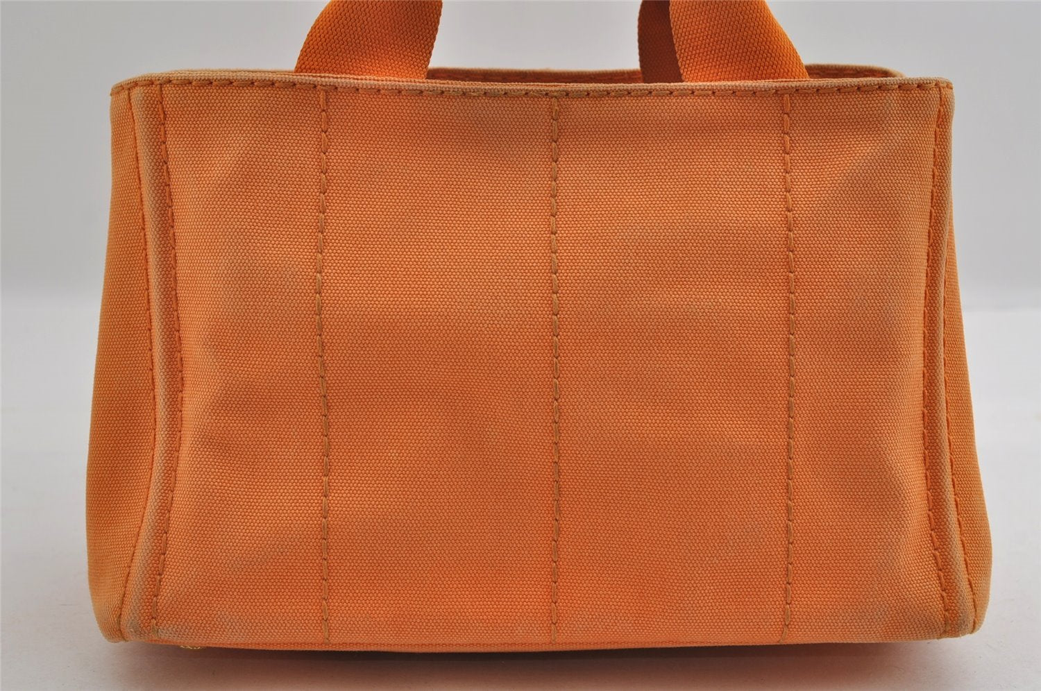 Authentic PRADA Vintage Canapa SS Canvas Hand Tote Bag Purse Orange 2736I